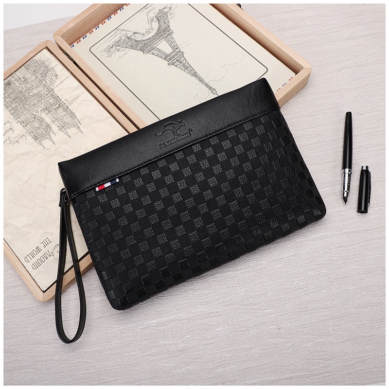 Clutch Pria Tas Tangan Dompet Jinjing Wanita Pria Dompet Serbaguna Dompet HP Bahan Kulit PU Model Terbaru JUNZIDAISHU 1001