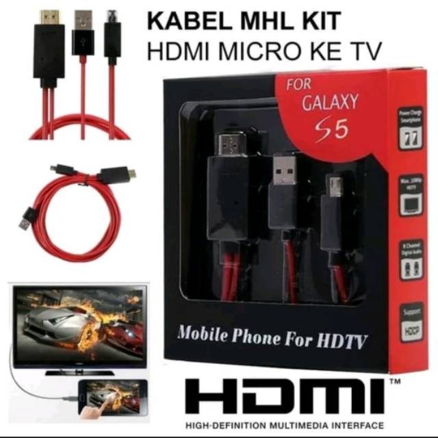 KABEL MHL KIT HDMI MICRO KE TV - CABEL CABLE HDMI MICRO MHL TO HDMI MEDIA ADAPTER