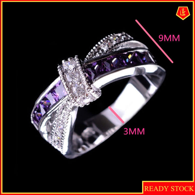 [Ready Stock]Fashion Amethyst Diamond-Studded Ring