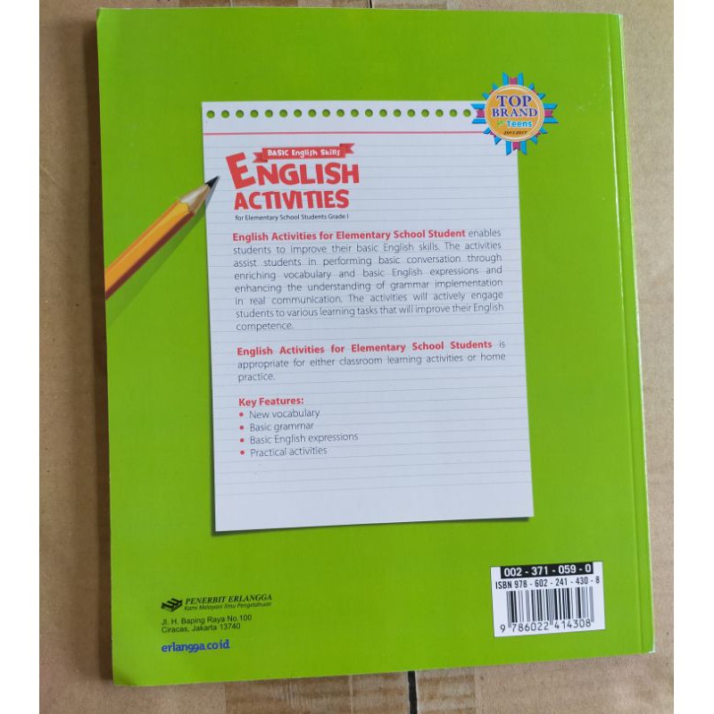 ORI buku teks English activities k13 erlangga kelas 1 edisi revisi terbaru