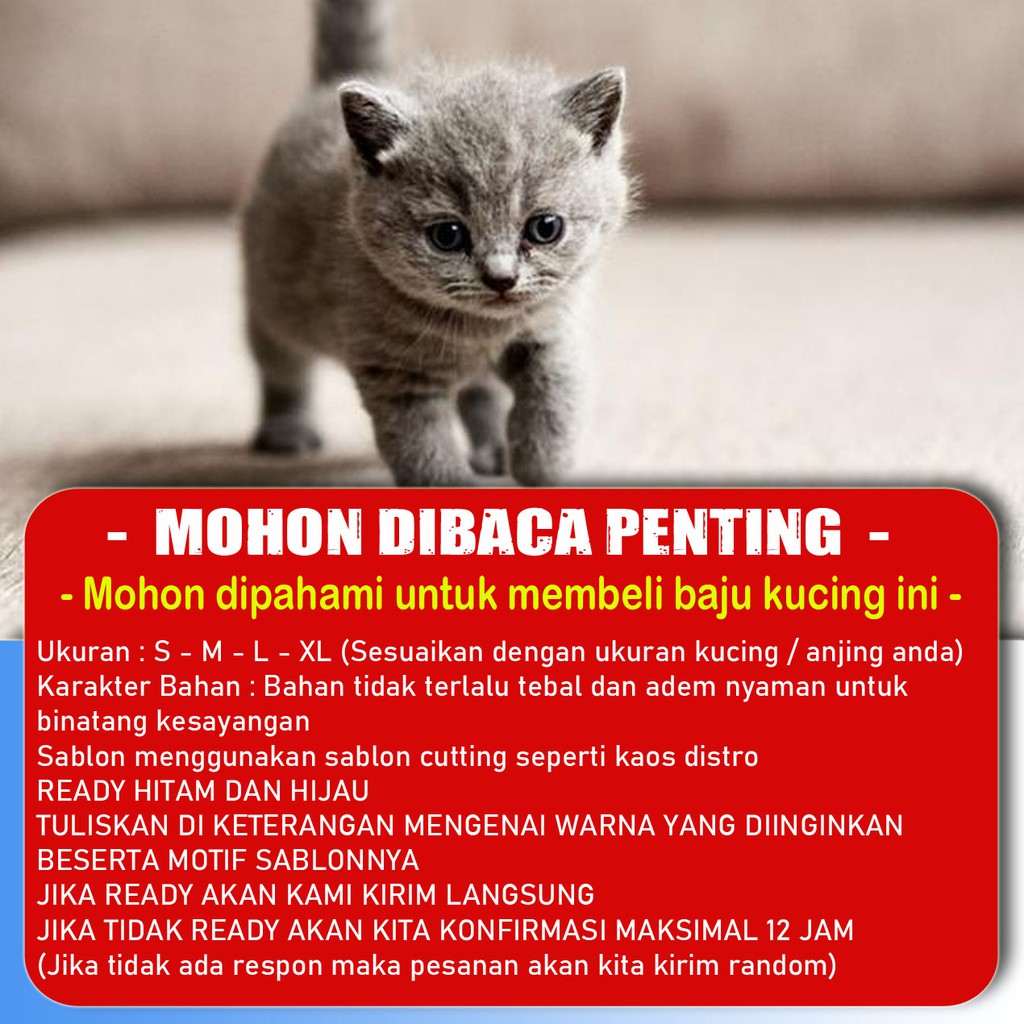 BAJU KUCING BAJU ANJING BISA CETAK NAMA kaos binatang bahan nyaman