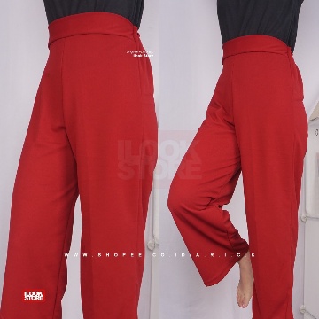 ilook | Kulot Leony Pants Panjang Polos | Bahan Creap - Fit to L