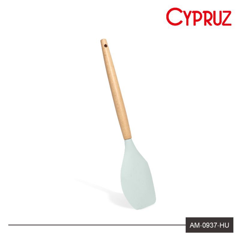 AM 0937 spatula silikon lengkung gagang kayu cypruz