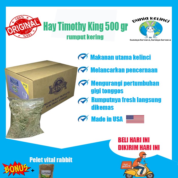 MAKANAN KELINCI TIMOTHY HAY KING 500 GR RUMPUT HAY TIMOTHY AFK (ALFALFA KING)