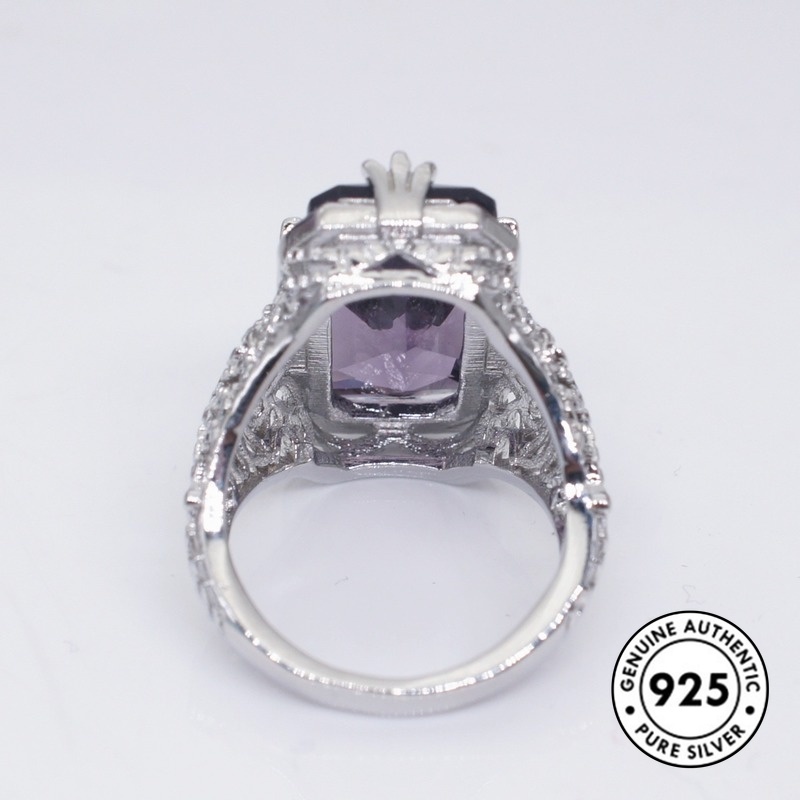 Cincin Amethyst Bentuk Persegi Panjang Model Hollow