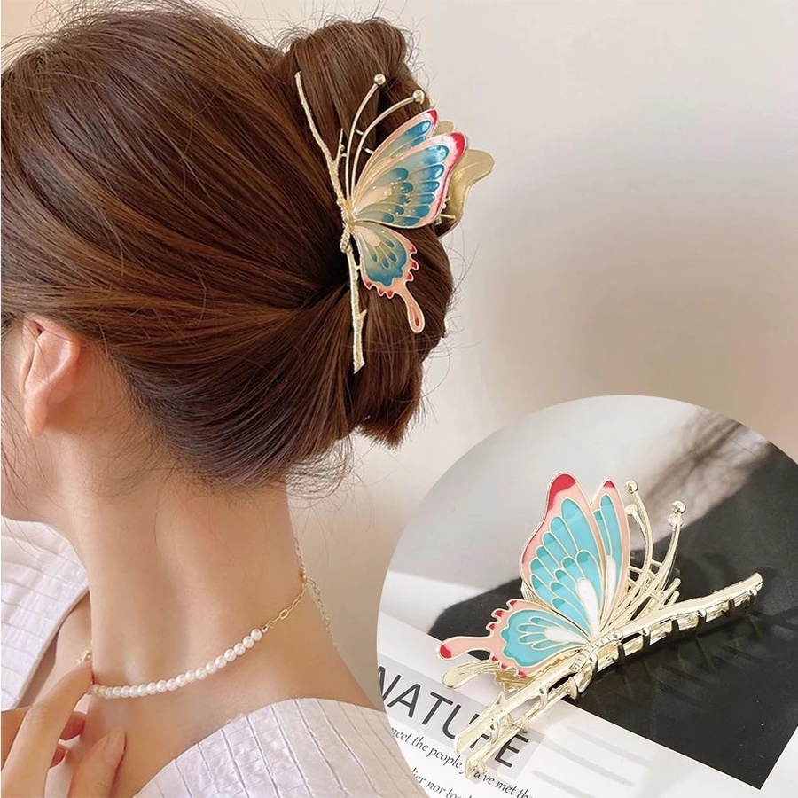 Jepit Rambut Model Butterfly Bahan Alloy Gaya Korea Untuk Wanita