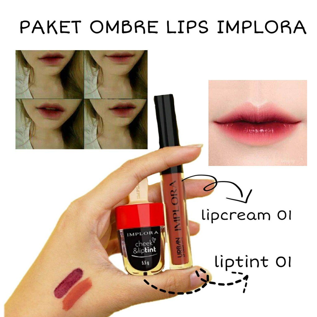 IMPLORA PAKET OMBRE LIPTIN VAMPIR BLOOD + LIP CREAM DUSKY NUDE