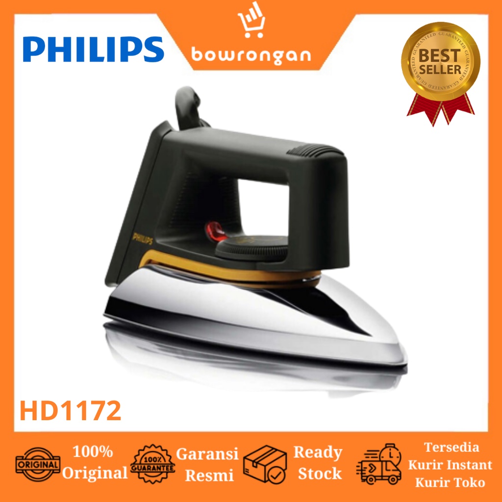 PHILIPS Dry Iron Setrika Classic 350 Watt HD1172 Garansi Resmi 2thn HD1172/99 1172