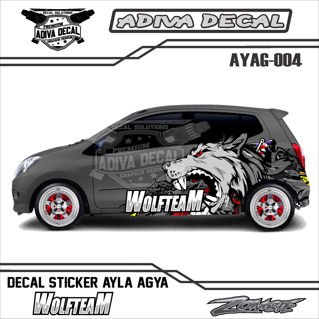 DECAL STICKER AYLA AGYA MOTIF WOLF KEREN - STIKER AYLA AGYA STRIPING 004