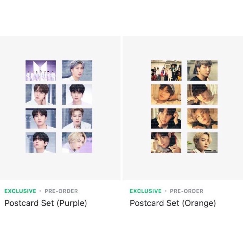 Official Weverse BTS The Best Postcard Set (Orange & Purple) Jungkok Jimin Jhope Suga RM Jin V Taehy
