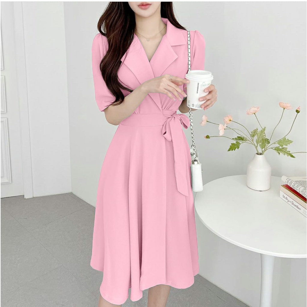 AS FASHION-COD-MC-BAJU DRES WANITA KOREA TERBARU-DRES CASUAL MURAH-MIDI DRES NATAL