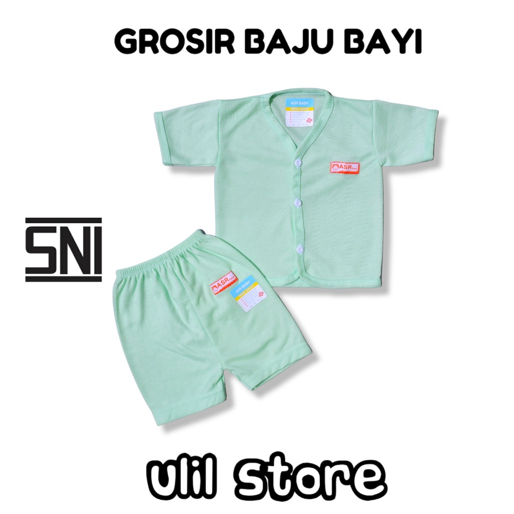 Setelan Baju Bayi Pendek Newborn ASR Baby SNI Polos Usia 0-4 Bulan