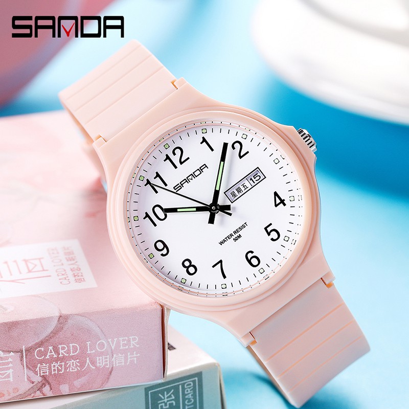 SANDA 6060 Jam Tangan Wanita Pria Analog Sport Tali Rubber Luminous WATCHKITE WKOS