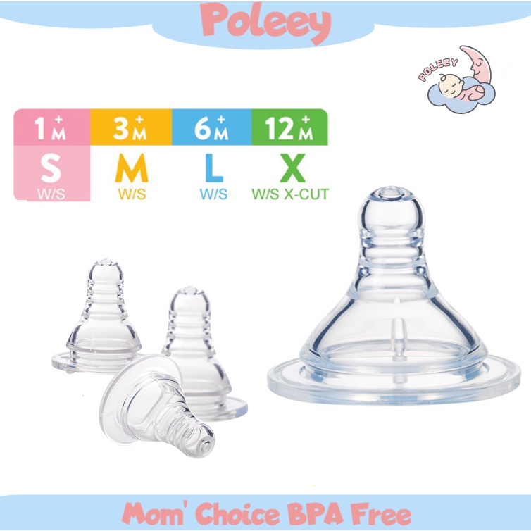 Polley Dot Botol Susu Leher Lebar Slim Standar Anti Tersedak Untuk Bayi