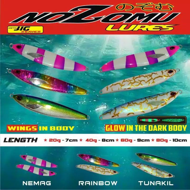 Umpan Jigging Metal Jig Nozomu Series GID 20gram 40gram