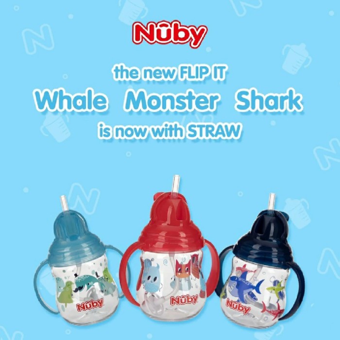 NUBY Tritan Flip It Baby Straw Training Cup Botol Minum Sedotan Bayi