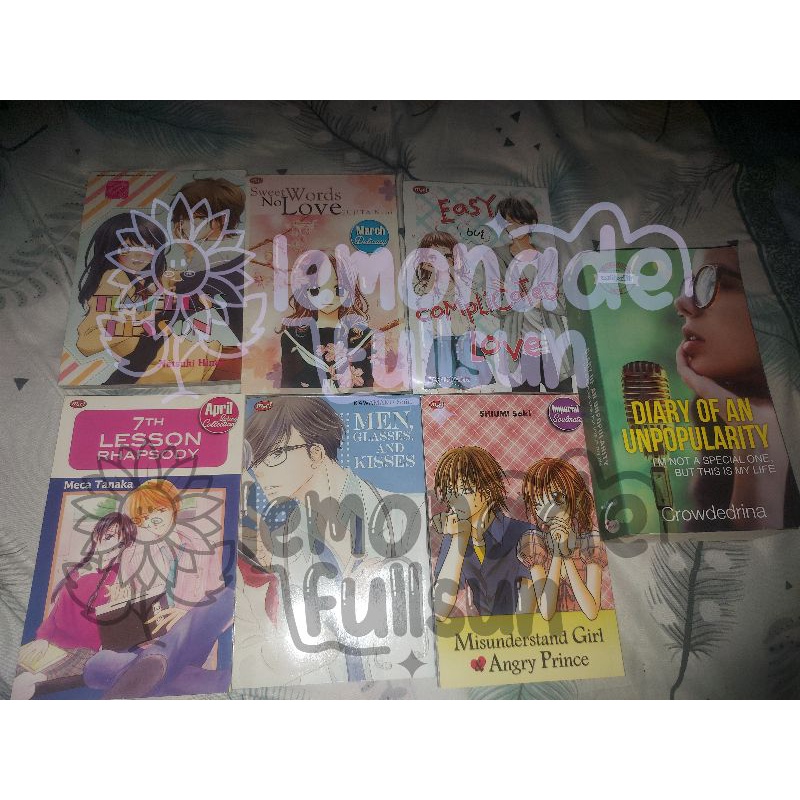 pe❤  novel diary of unpopularity & komik  sweet words no love, men, glasses, and kisess, easy but co
