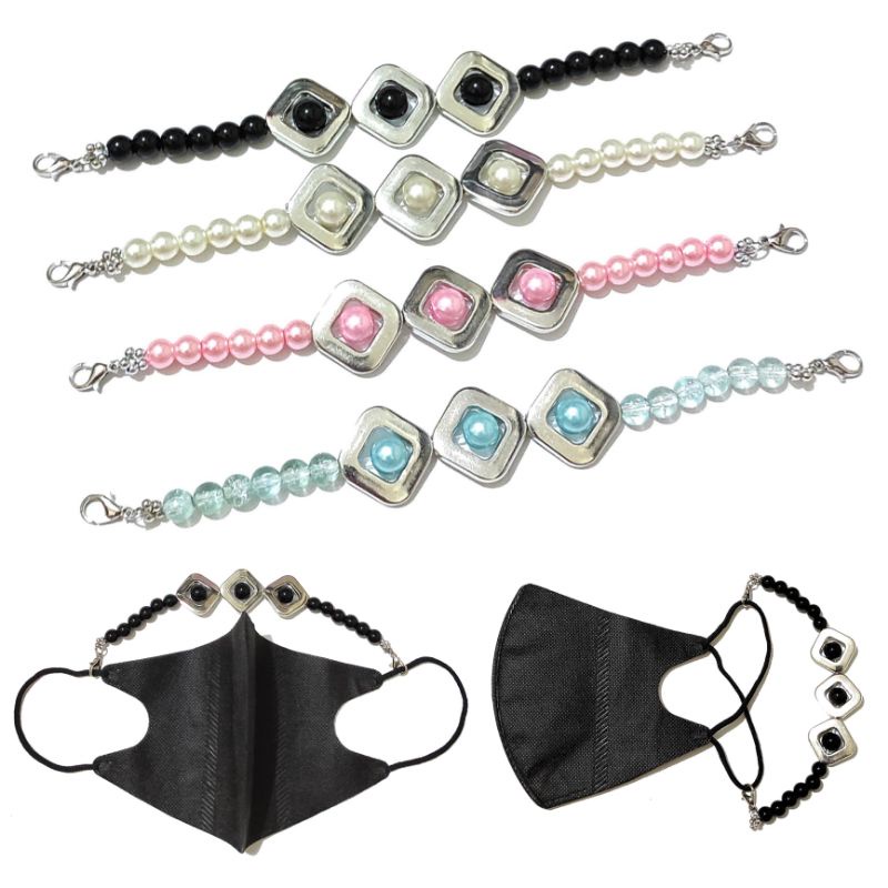 Konektor Masker Hijab Mask Connector Strap Extender Mutiara Square Pearl Frame Korean