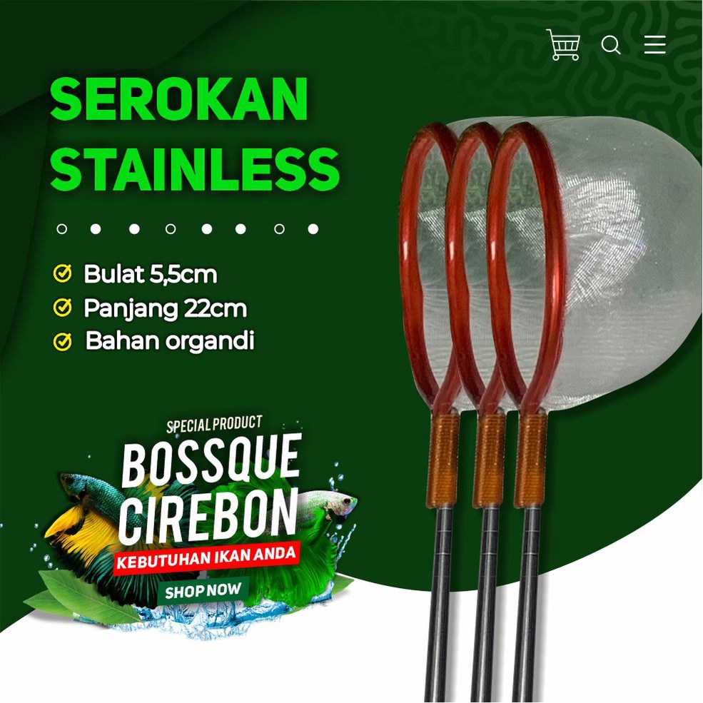 Serokan Stainless Handle 5,5cm Cangkang Artemia Ikan Cupang  Seser Saringan Jentik Nyamuk Kutu Air