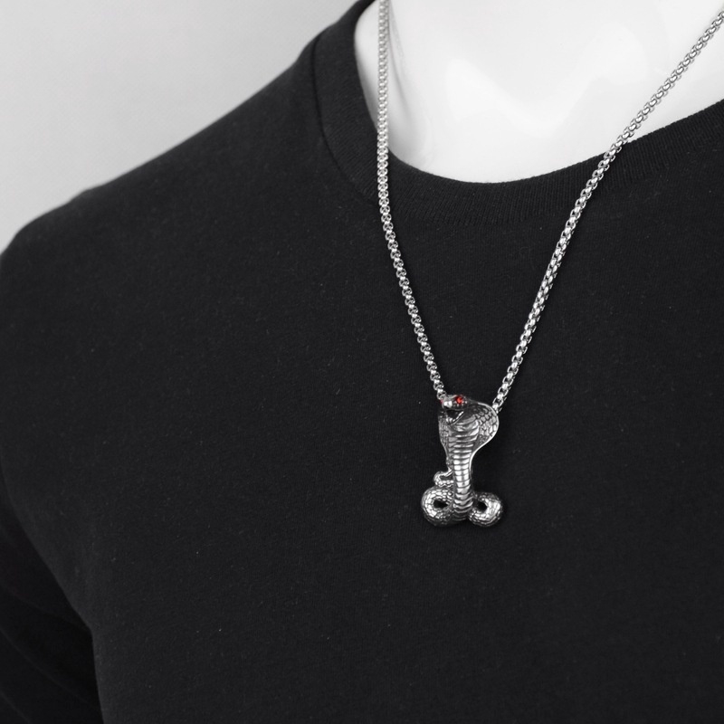 New men's fashion Cobra Pendant Necklace punk jewelry