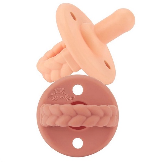 Itzy Ritzy Sweetie Soother (Package of Two) - Set of 2 Gigitan Gigi Anak Bayi Soothing Teething Toy-Apricot Teracotta