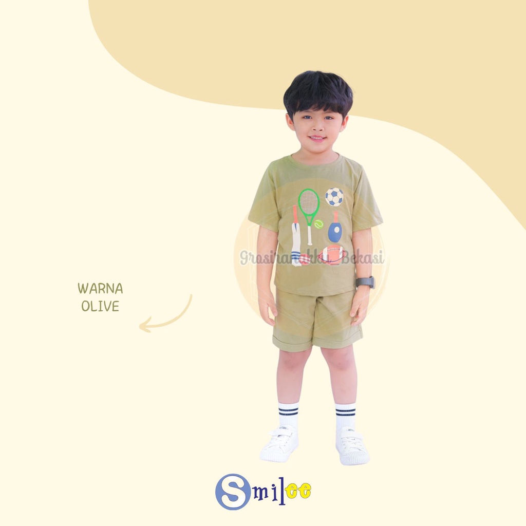 Setelan Anak Bola Keanu Smilee Warna Olive Size 1-5 Thn