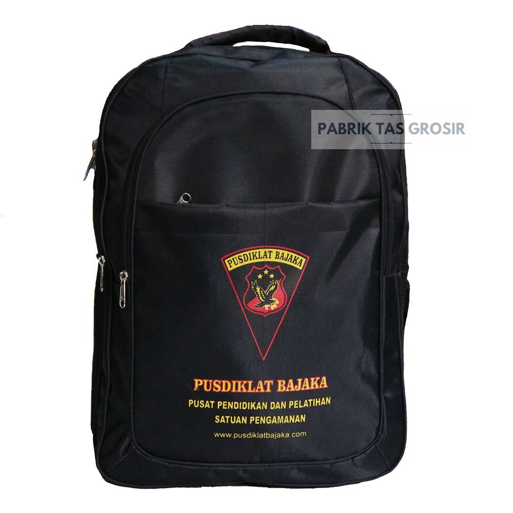 Backpack Multifungsi Ransel Kerja Hitam Tas Custom Grosir Pusdiklat Bajaka Sablon Ransel Pria Punggung