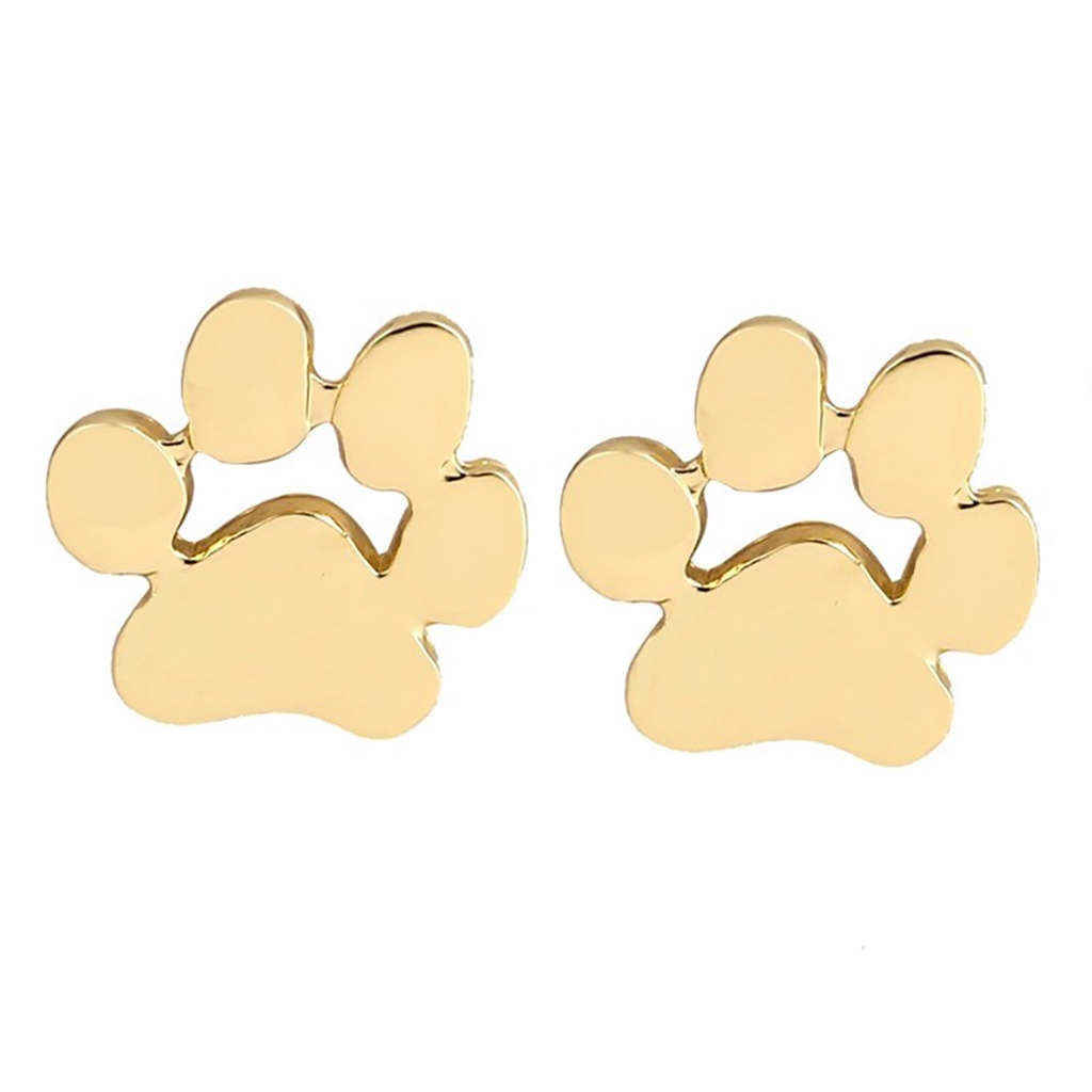 Hu Hu Hu Hu Hu Alat Bantu Pasang Kacamata♡ 1 Pasang Anting Stud Bentuk Jejak Kaki Hewan Bahan Alloy Untuk Wanita