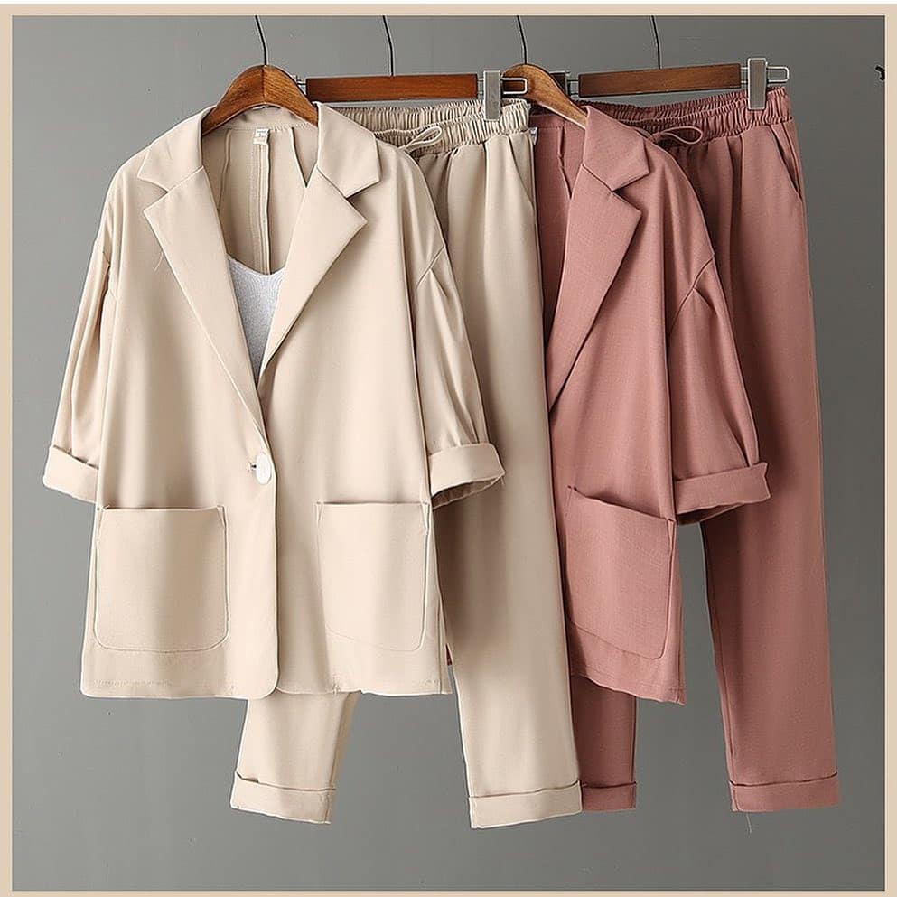 COD - Cavarez One Set Korean Style Premium Fashion Baju Setelan Wanita Remaja 2in1 Kerja Kantoran Mu