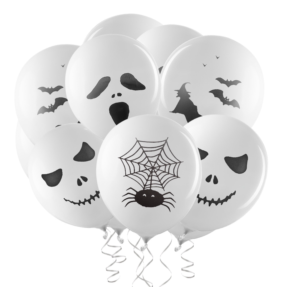 10pcs / Set Balon Latex Motif Kelelawar / Penyihir Seram Ukuran 12 &quot;Untuk Dekorasi Pesta Halloween