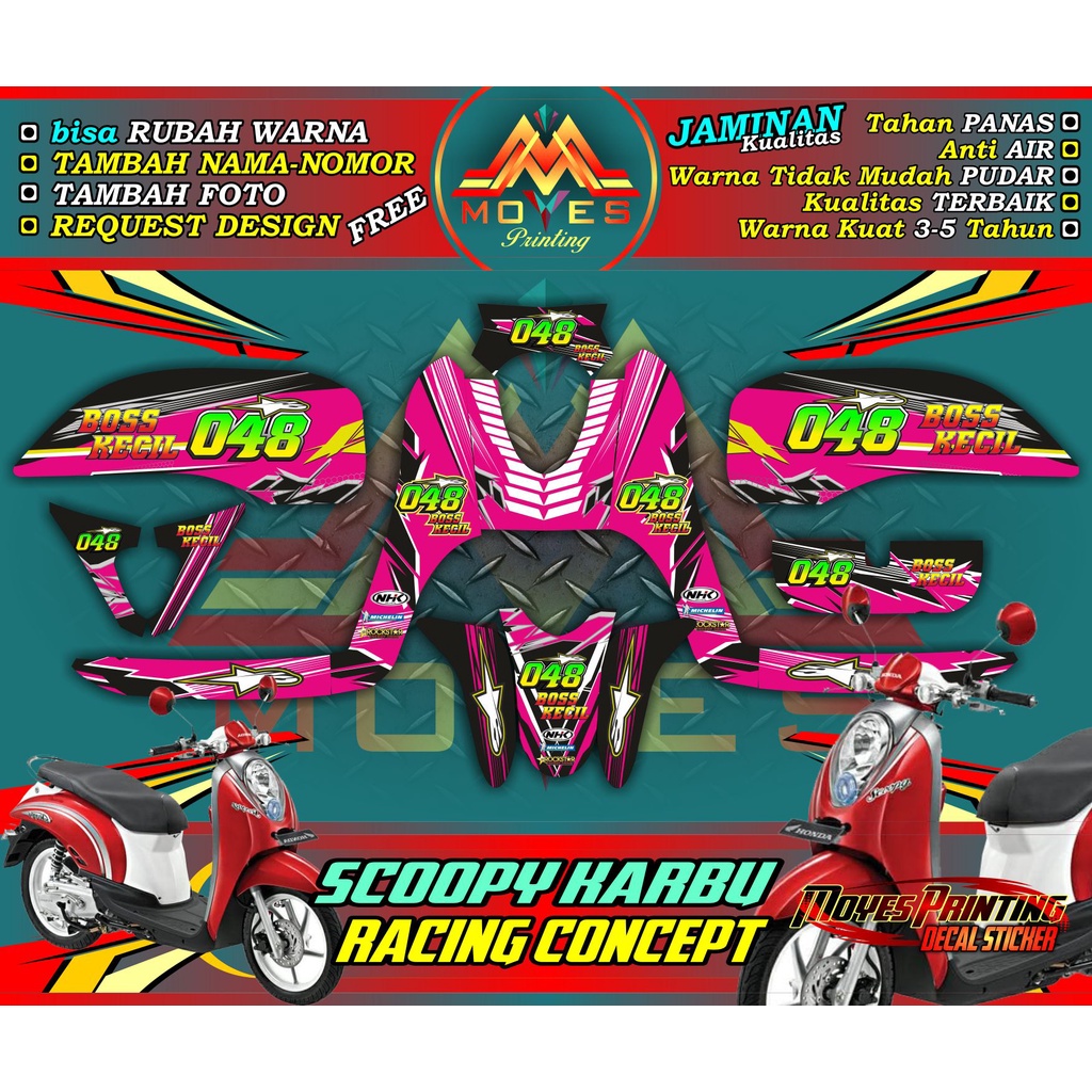 Stiker Decal Scoopy Karbu Full Body - Decal Scoopy karbu Full Body
