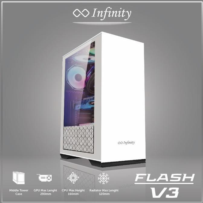 baru casing pc gaming infinity flash v3 white   1 fan blue m atx putih atx