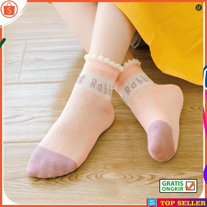 KAOS KAKI ANAK PEREMPUAN KOREA MOTIF KELINCI PINK RABBIT SOCK KIDS SEKOLAH USIA 1-7 TAHUN