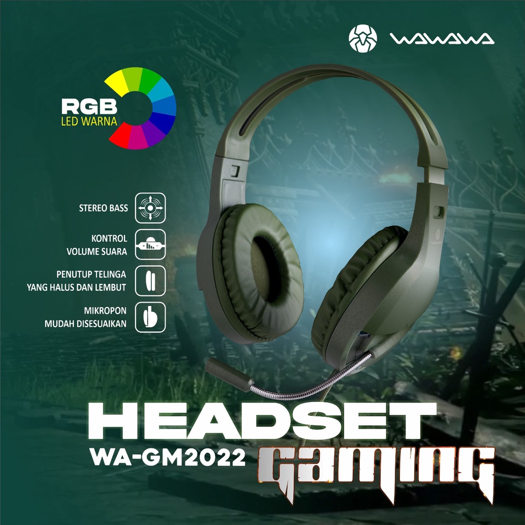 WAWAWA WA-GM2022 RGB Gaming Headset with Built-in HD Mic and Unique Design