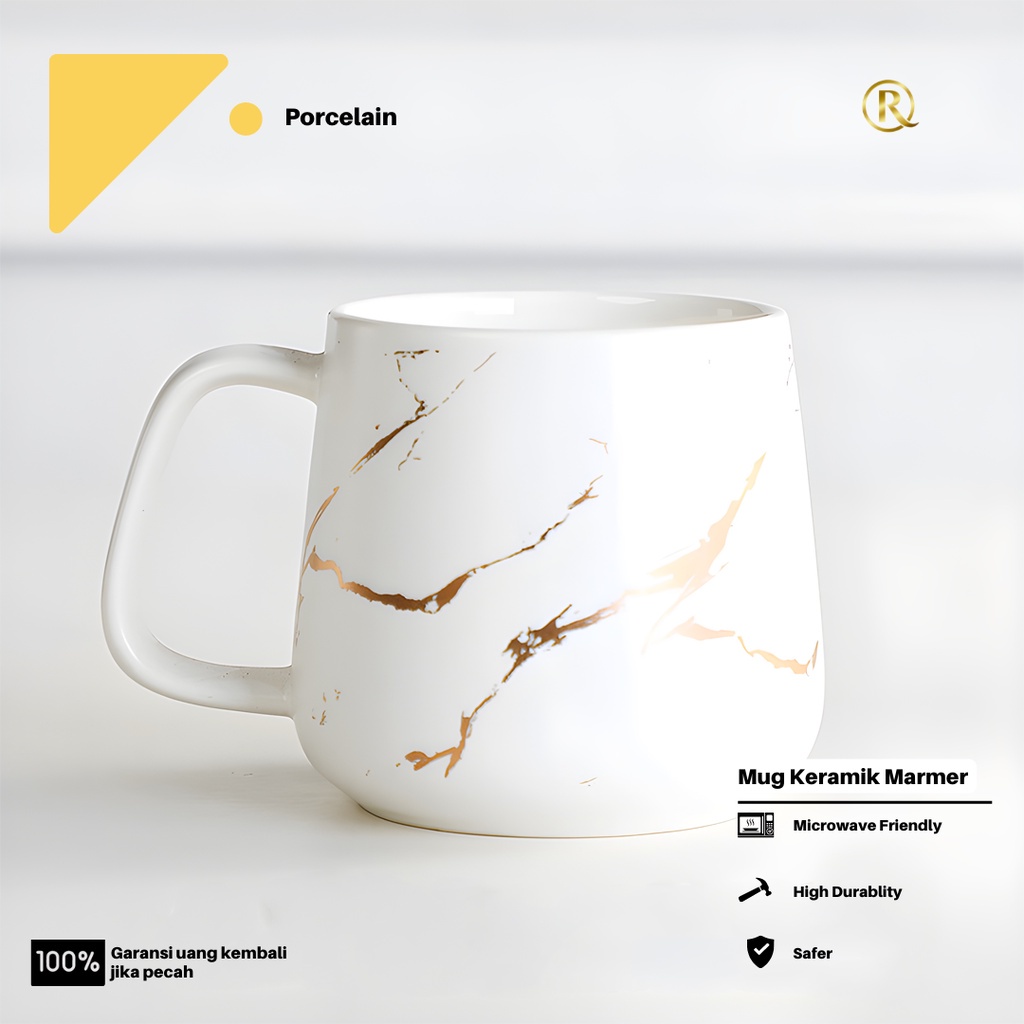 Cangkir Mug Cangkir Marmer Marble Motif Emas 300ml