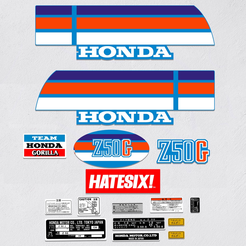 Sticker Decal Honda Z50 Gorilla Gorila Z50G Hatesix