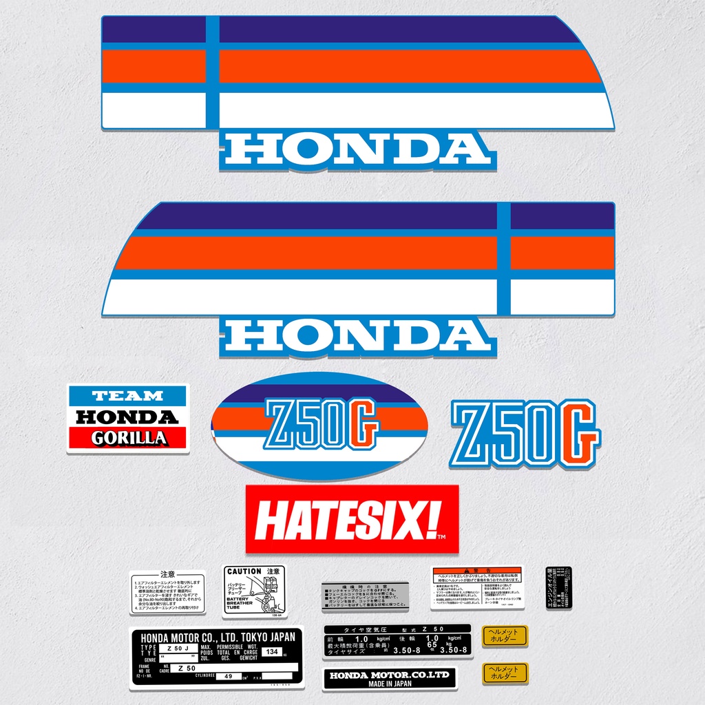 Sticker Decal Honda Z50 Gorilla Gorila Z50G Hatesix