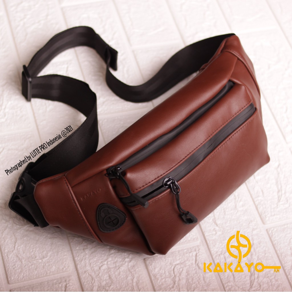 Kakayo/Tas Selempang Pria/Waist Bag Premium/Kulit Industri/Waterproof