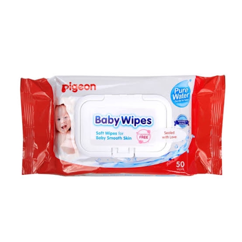 Pigeon Tissue Baby Wipes Pure Water Flip Top 50 Sheet