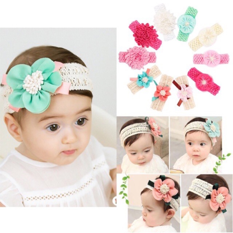 COD❤️Bandana Bayi Bando Pita Anak Motif Manis Headband Anak Bunga Mutiara Cantik Perempuan