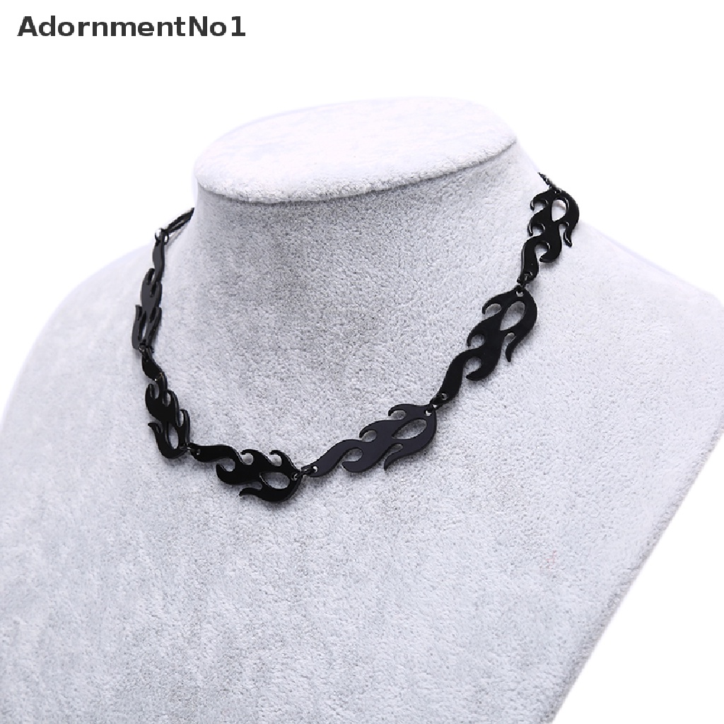 (AdornmentNo1) Kalung Choker Rantai Gaya Punk Hip Hop Motif Api Bahan Metal Untuk Perhiasan Pria / Wanita