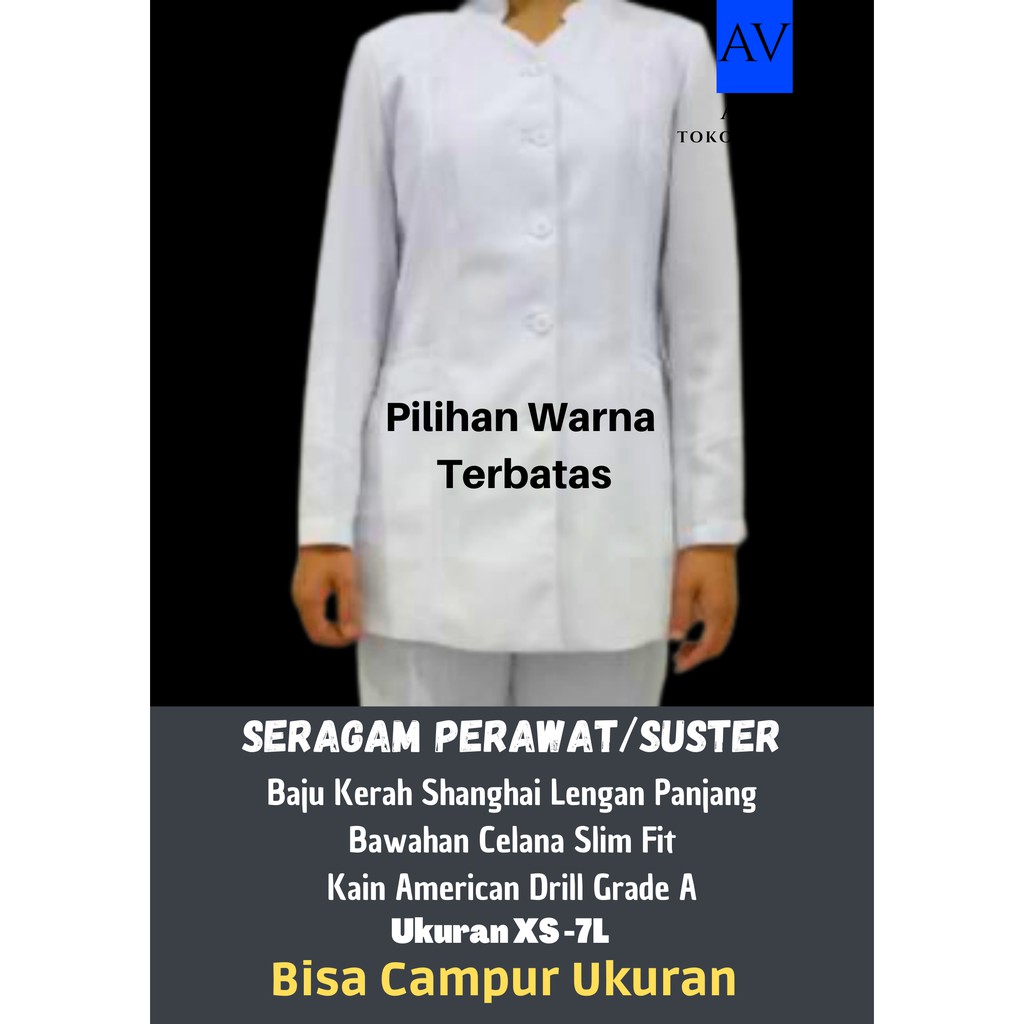 Jual Seragam Baju Suster Perawat Rumah Sakit Nurse Wanita Lengan ...