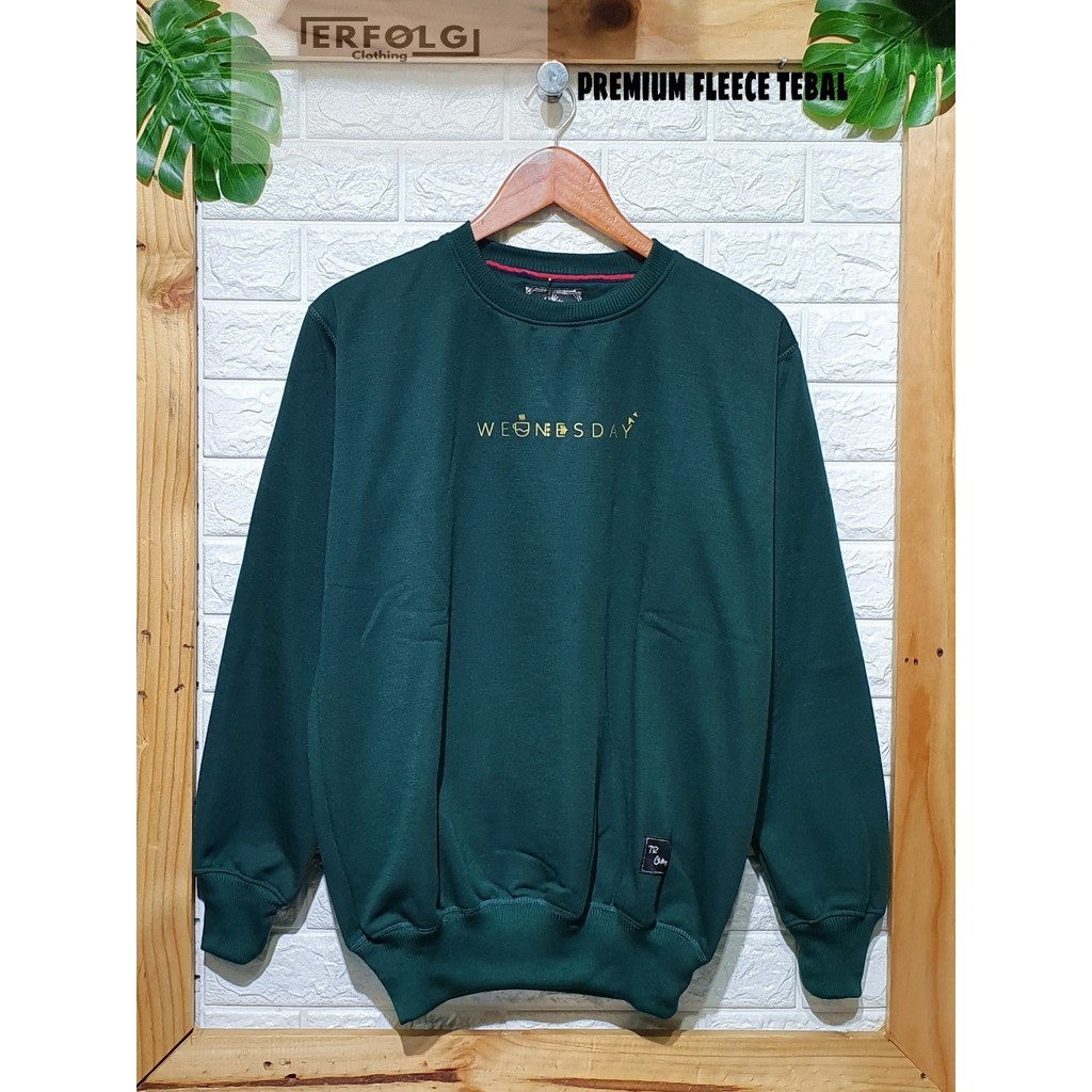 Sweater Crewneck Pria Distro Original Hijau Botol Switer Oblong Cowok Brand Lokal Bandung Unisex Ori