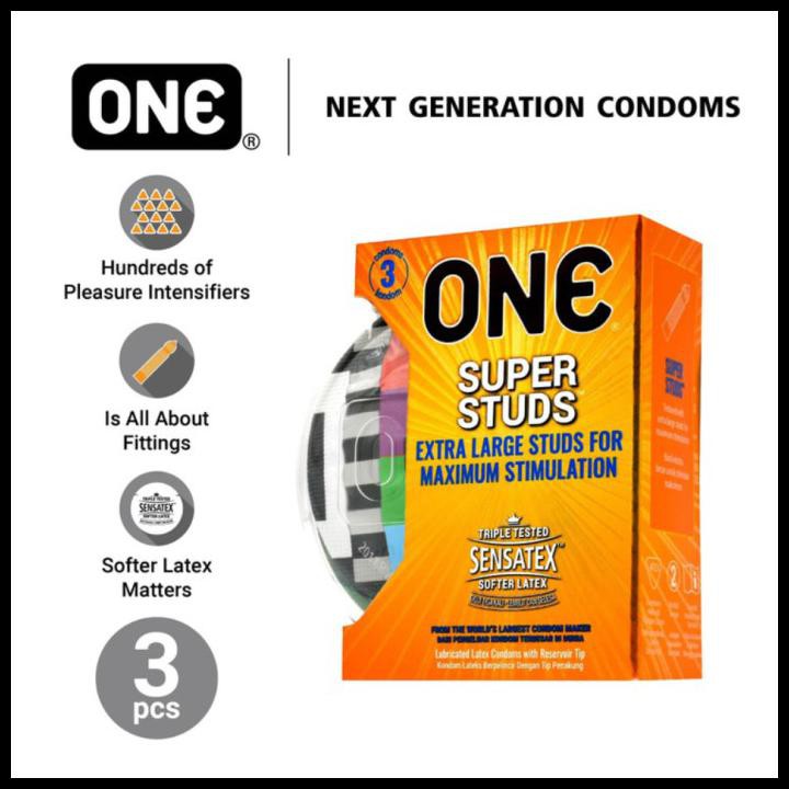 One® Kondom Super Studs - 3 Pcs (Kondom Bergerigi)