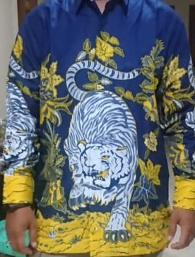 Batik Macan Kuning Dongker Full Furing Katun Halus Sragenan Ori Solo Size M-xxl