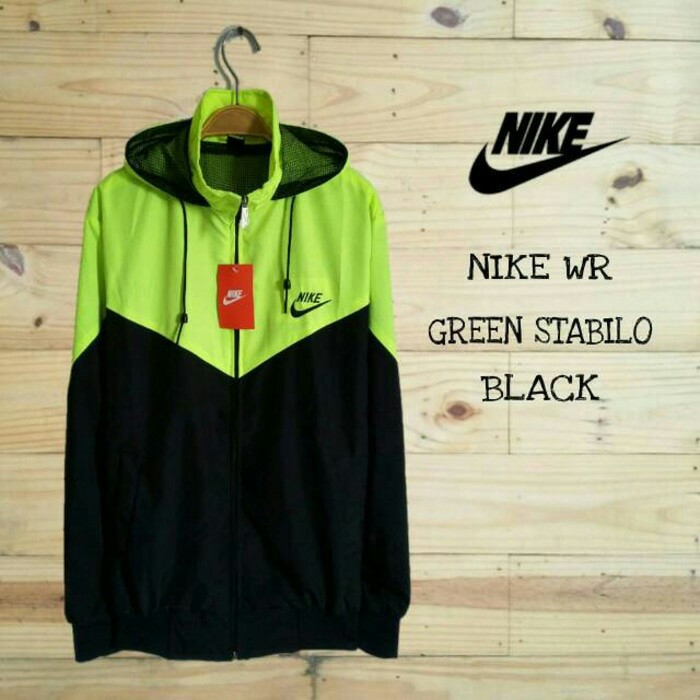 Jaket Nike Parasut Hijau Stabilo Hitam