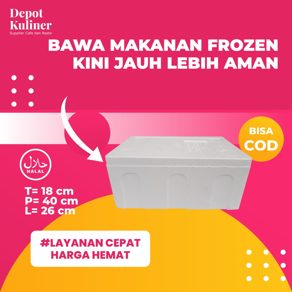 Styrofoam untuk Frozenfood ukuran Sedang / Styrofoam Kecil (40x20x18 cm) (Kotak Buah)