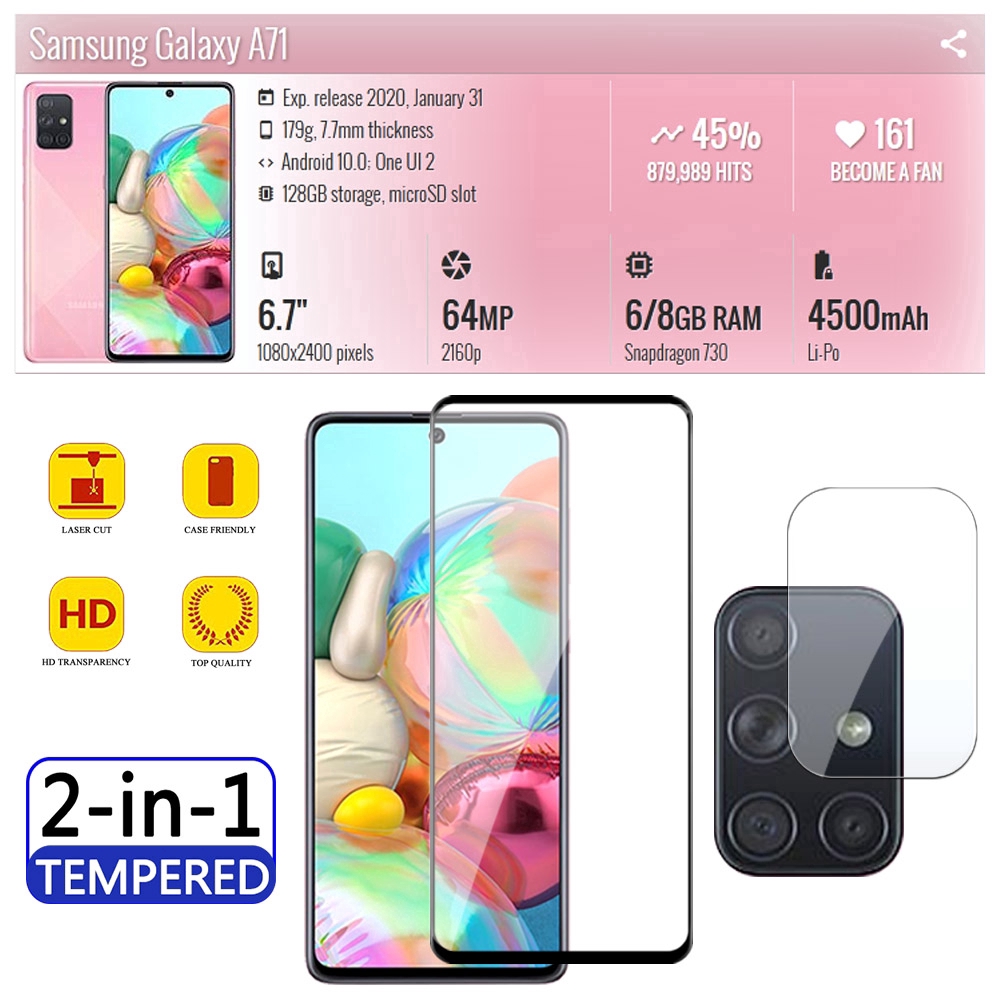 2 in1 Tempered Glass Pelindung Lensa Kamera untuk Samsung Galaxy A02s A12 A71 A51 S20 Plus Note 10 Lite S10 Lite