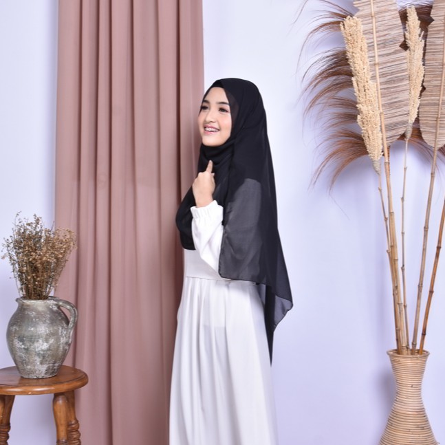 Pashmina Bella Bahan Pollycotton Premium Grade A Pasmina Pasminah Fasmina Murah-Hitam