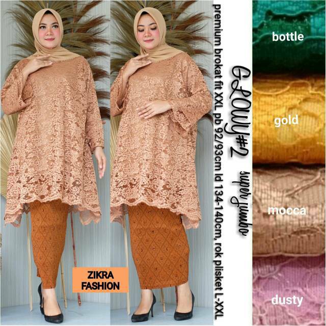 TUNIK FASHION WANITA MURAH STYLE KEREN / Glowy #2 super jumbo brokat tunik by zikra fashion